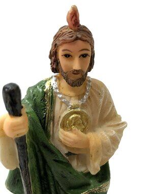 GSC George S Chen Saint St Jude Resin Figurine 5" Medallion Tongue of Flame